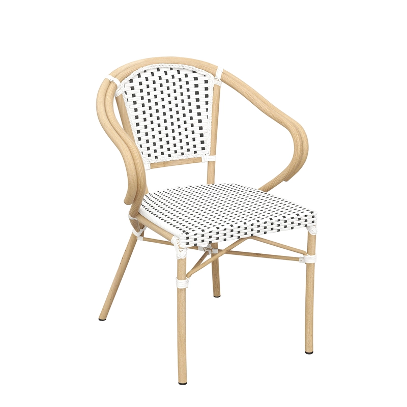 Eiffel Outdoor Wicker Armchair colour BLACK and WHITE available to order now!