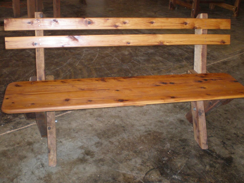 3 Seat Slat Back Cypress Outdoor Timber Bench - Outdoor 