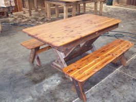 Rectangular Palm Beach Cypress outdoor timber table cross legs available to order now!