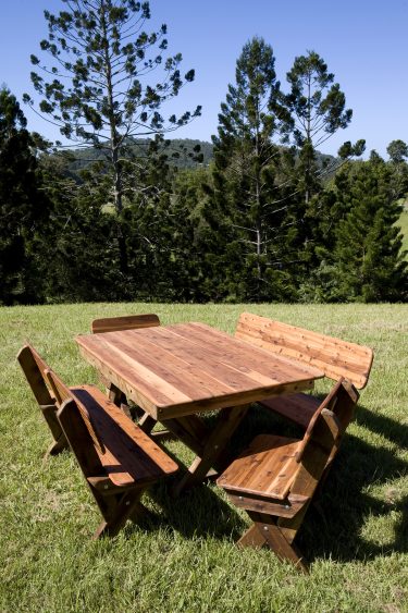 Palm Beach high back Cypress outdoor timber setting available to order now!