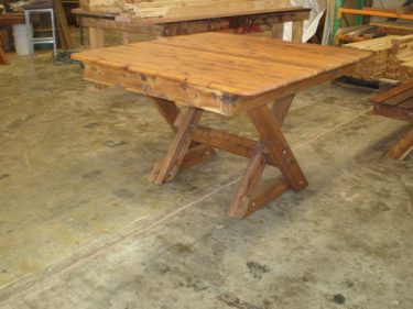 Square Southport 1200mm Cypress Outdoor Timber Table cross leg available to order now!