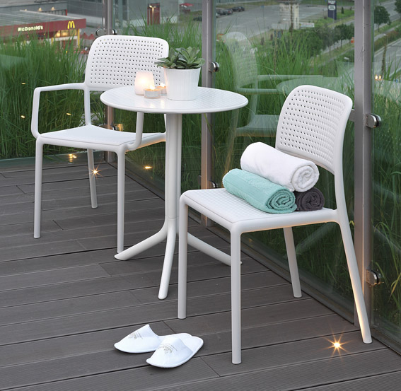 Bora Outdoor Café Arm Chair colour WHITE available to order now!