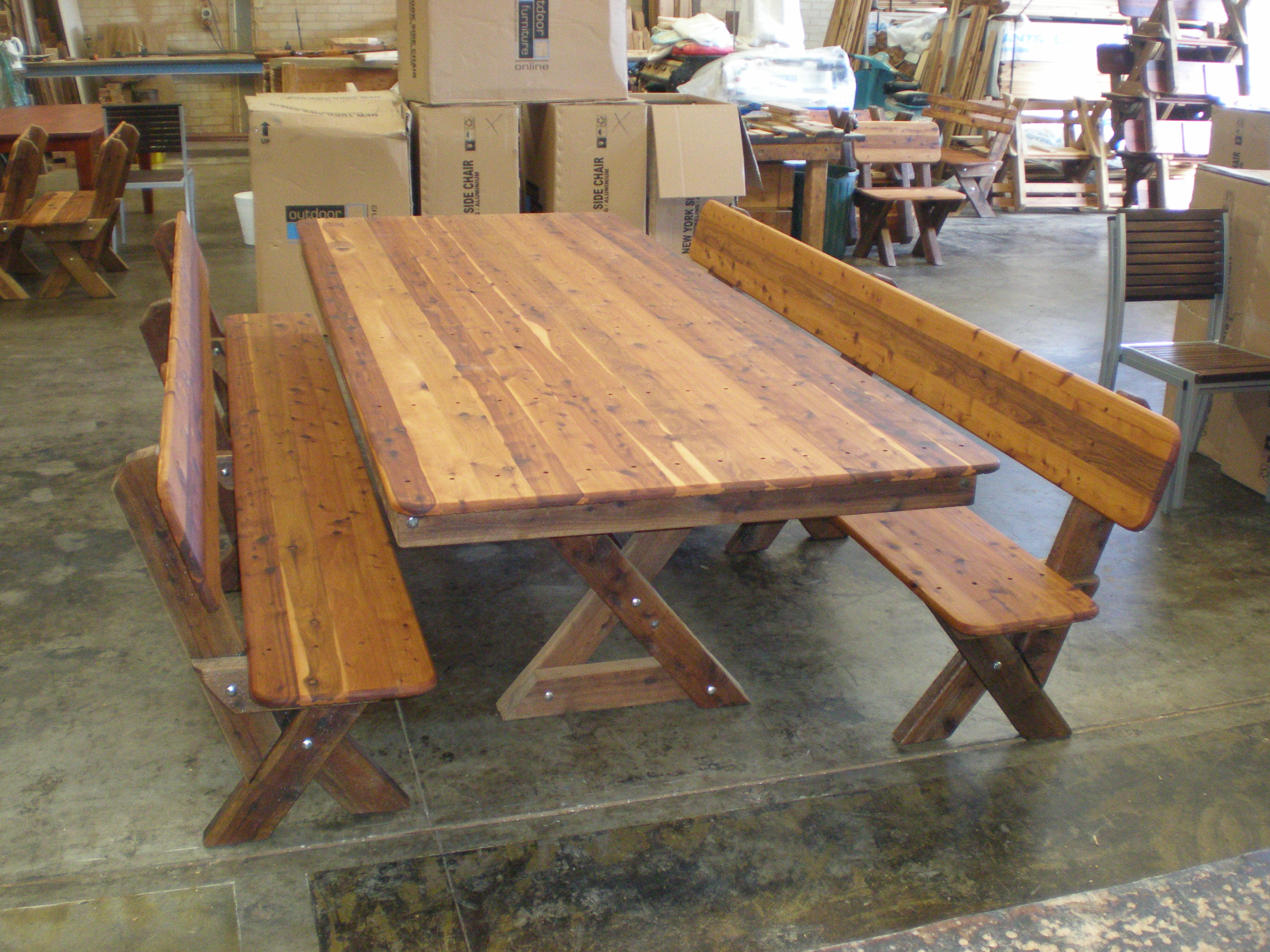5 6 Seat High Back Cypress Outdoor Timber Bench