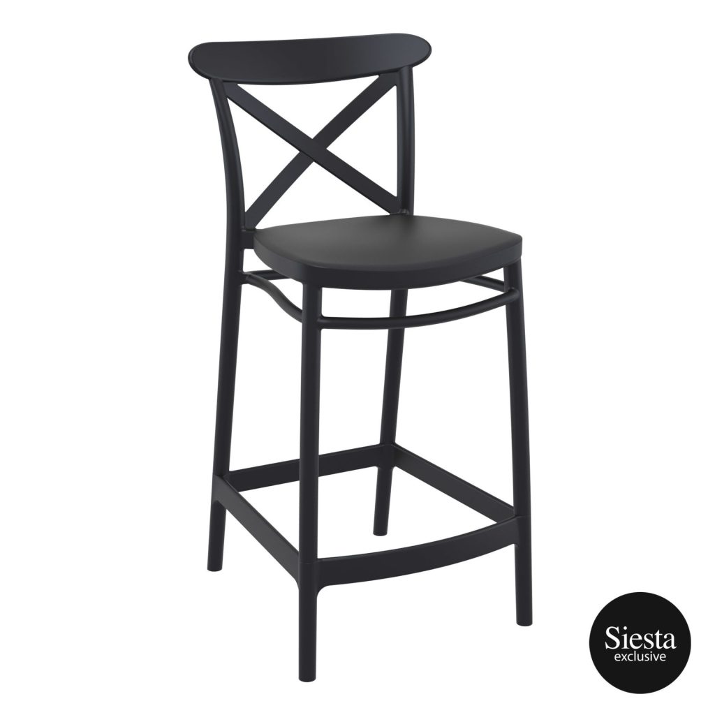 Cross Outdoor Stool 650mm colour BLACK available to order now!