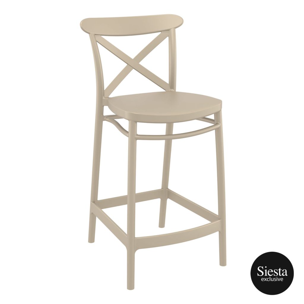 Cross Outdoor Stool 650mm colour TAUPE available to order now!