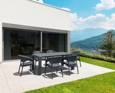 Vegas Outdoor Extendable Table 1800-2200mm colour BLACK available to order now!