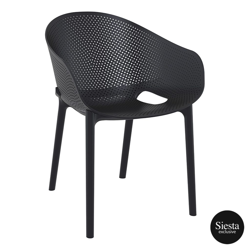 Sky Outdoor Armchair stackable colour BLACK available to order now!