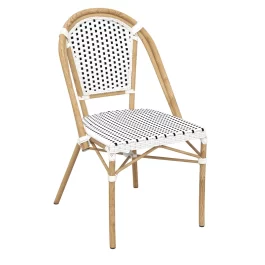 Eiffel Outdoor Wicker Chair colour BLACK and WHITE available to order now!