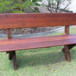 3 seat high back Kwila outdoor timber bench available to order now!