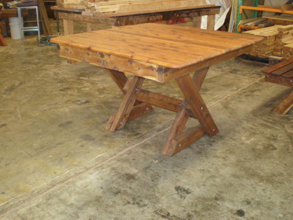 Square Southport 1200mm Cypress Outdoor Timber Table cross leg available to order now