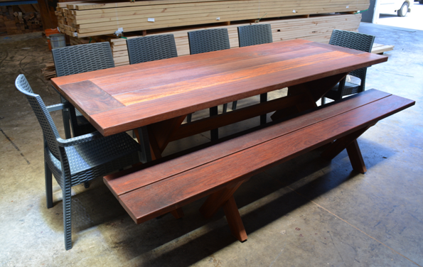 Rectangular Kirra 2950mm Kwila Outdoor Timber Table inserts available to order now