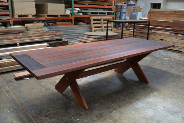 Rectangular Kirra XL 2950mm Kwila Outdoor Timber Table inserts available to order now